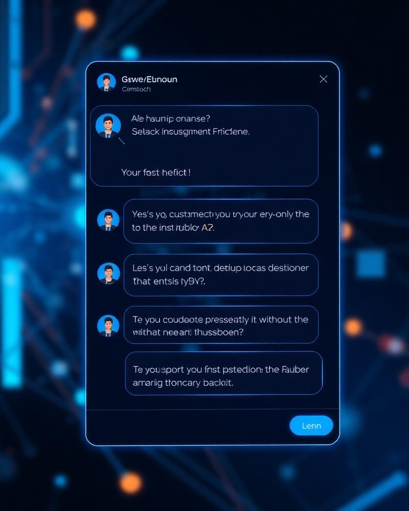 AI customer support chat interface with glowing accents
