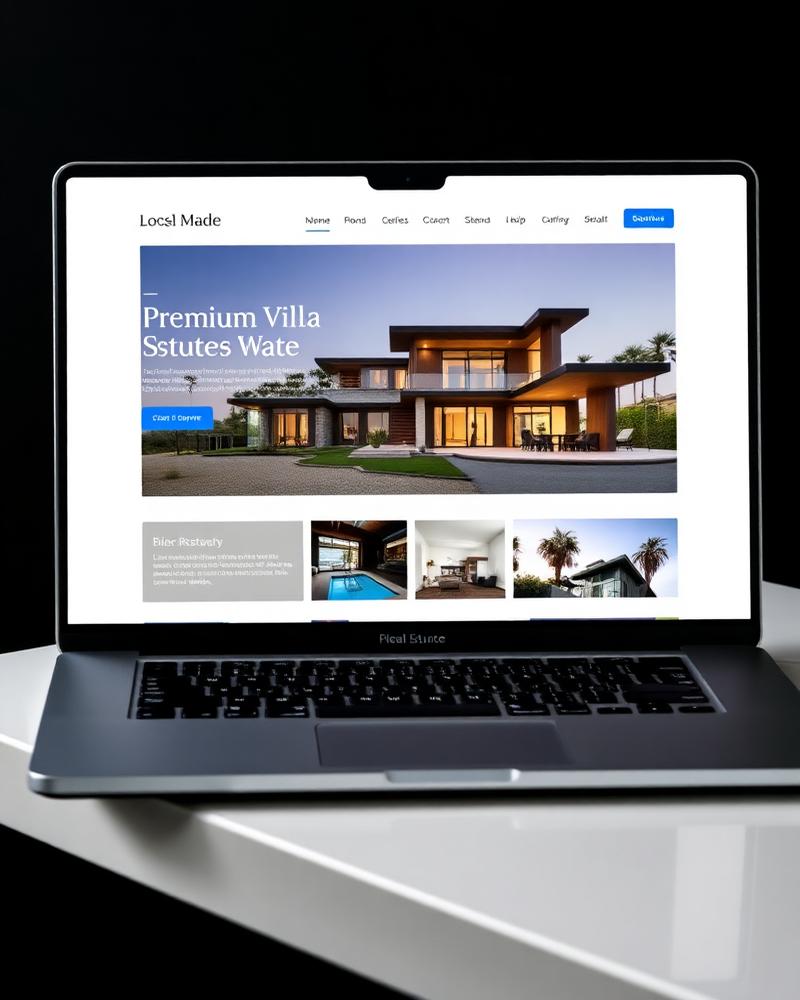 Luxury real estate website shown on a laptop screen